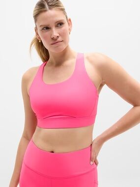 Athleta Interval Sports Bra D-DD, Pink, Size L